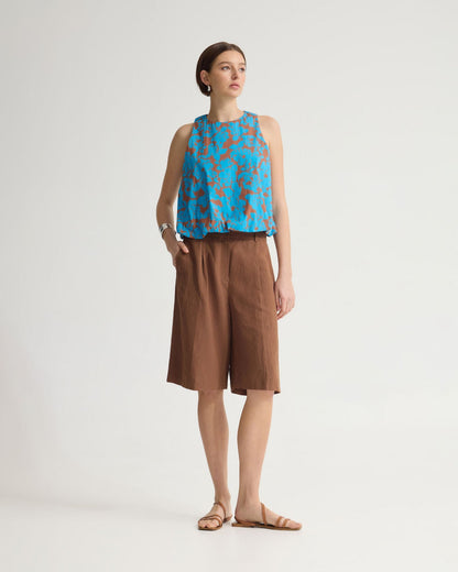 Clover Printed Cotton Shell Top