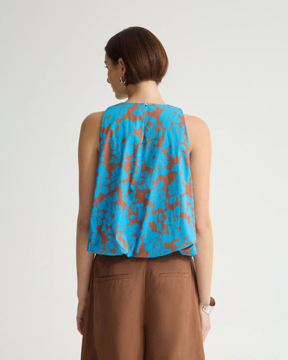 Clover Printed Cotton Shell Top
