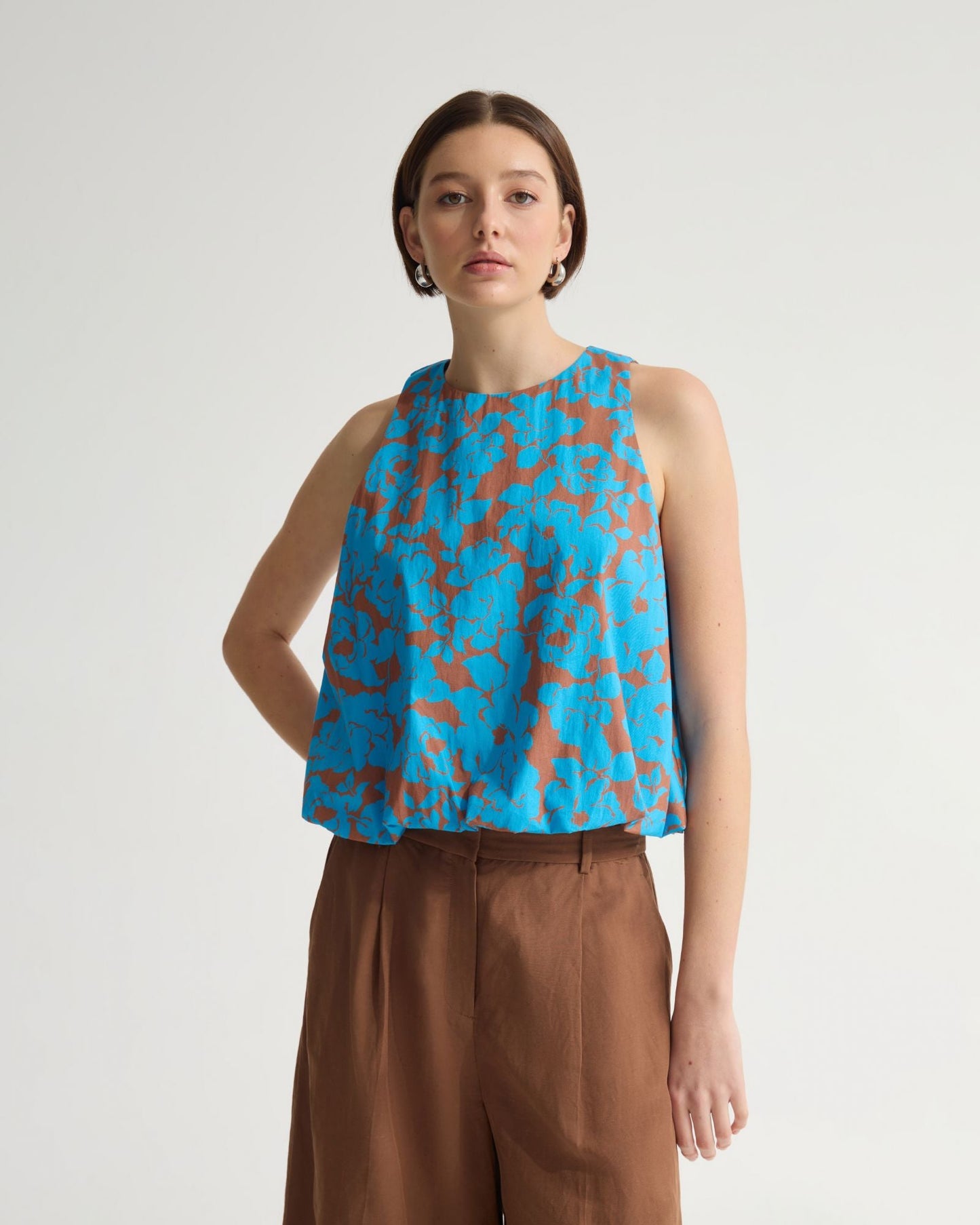 Clover Printed Cotton Shell Top