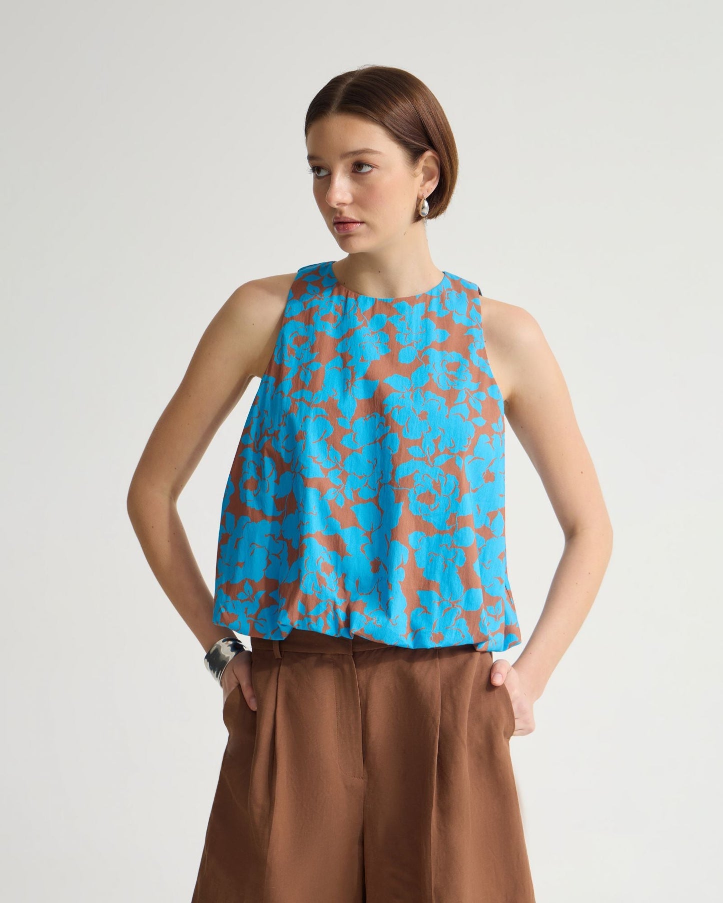 Clover Printed Cotton Shell Top