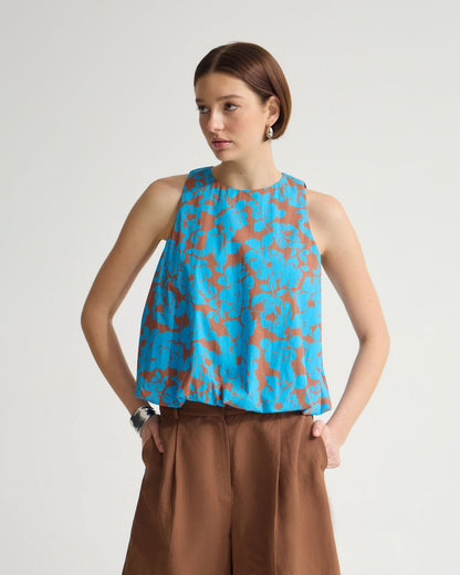 Clover Printed Cotton Shell Top