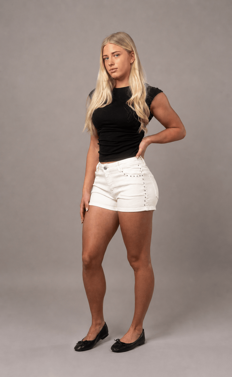Womens Fitjeans Studded Shorts - White