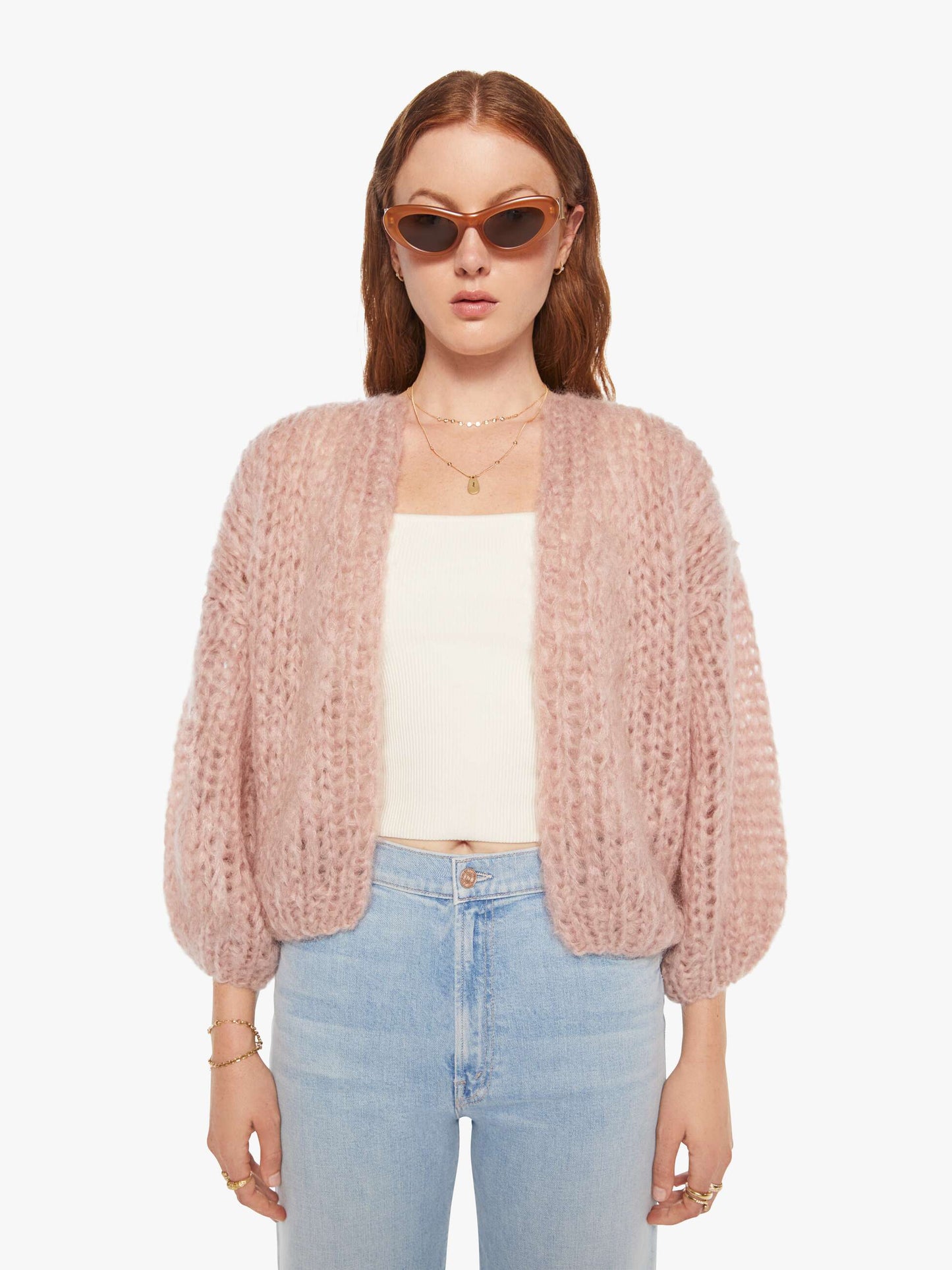 Maiami Mohair Bomber Cardigan - Antique Pink