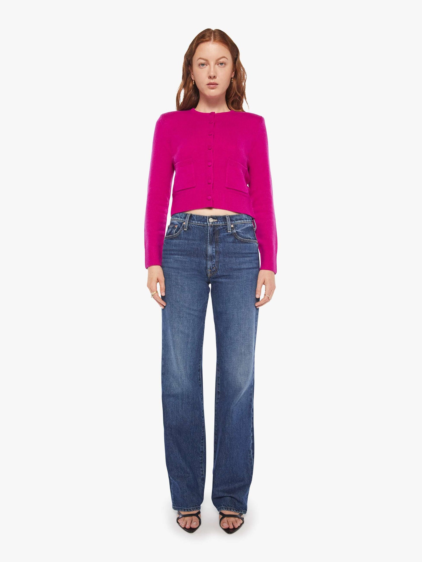 SABLYN Emilia Shoulder Pad Cardigan - Magenta