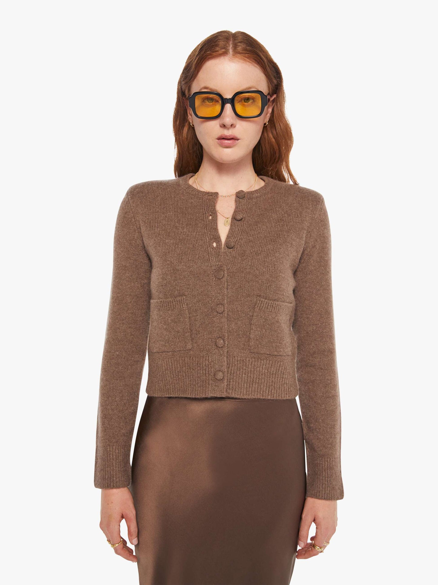 SABLYN Emilia Shoulder Pad Cardigan - Swiss Brown