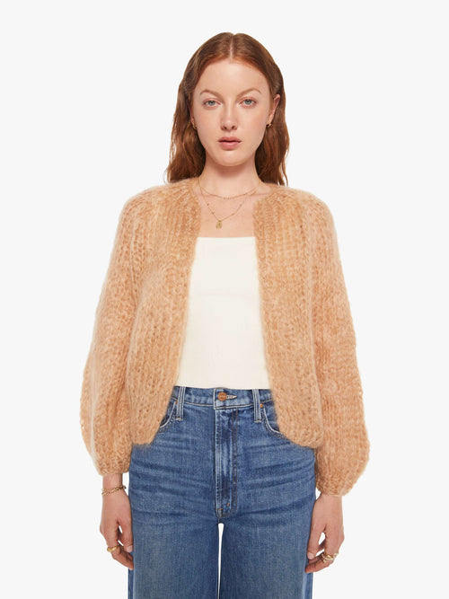 Maiami Mohair Puffy Sleeve Small Cardigan - Camel