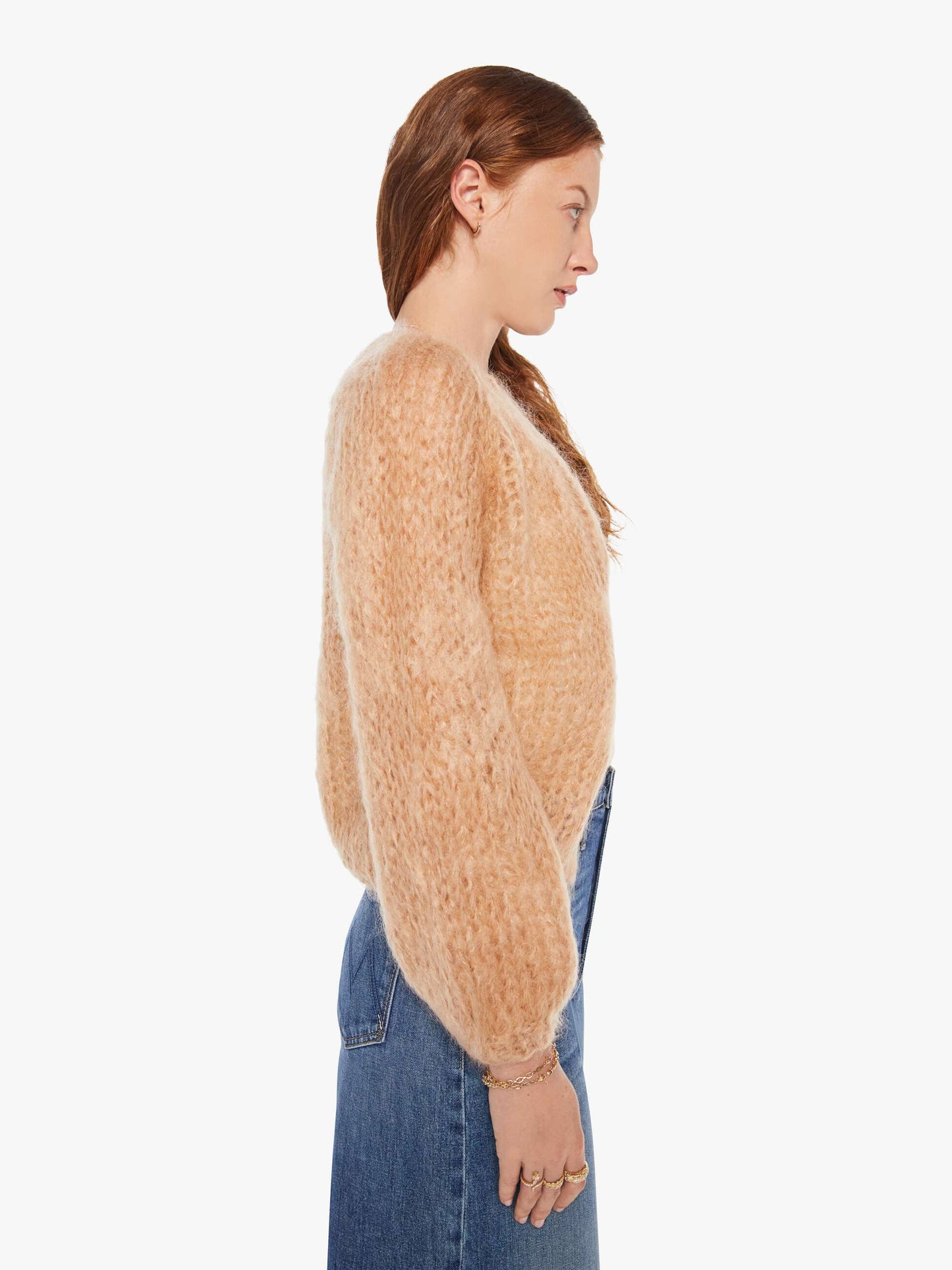 Maiami Mohair Puffy Sleeve Small Cardigan - Camel