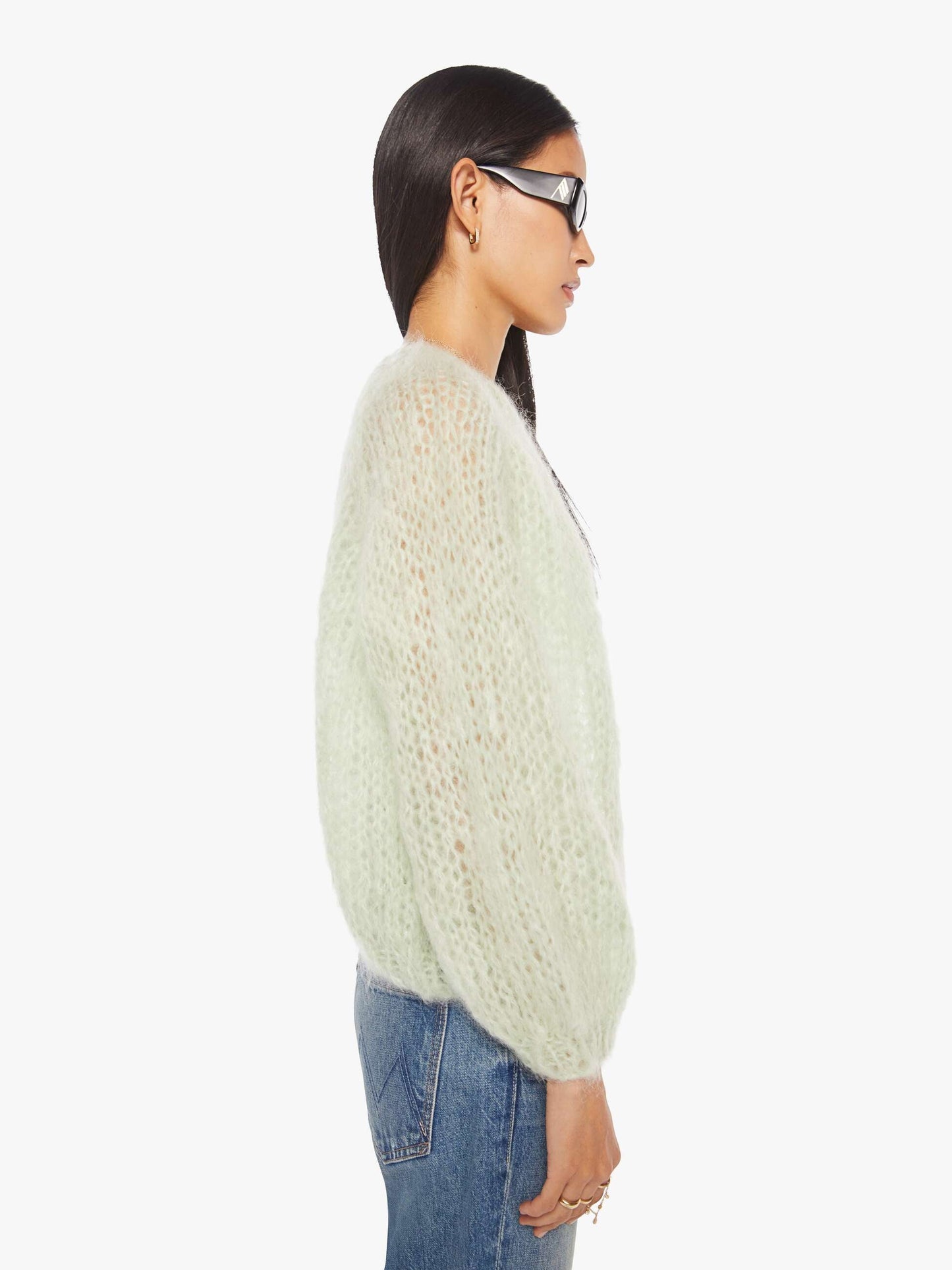 Maiami Mohair Puffy Sleeve Small Cardigan - Water Green