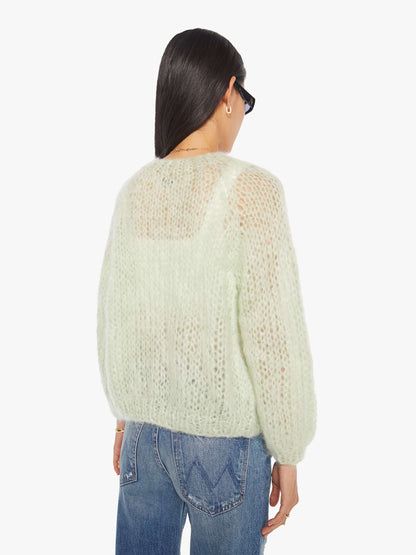 Maiami Mohair Puffy Sleeve Small Cardigan - Water Green