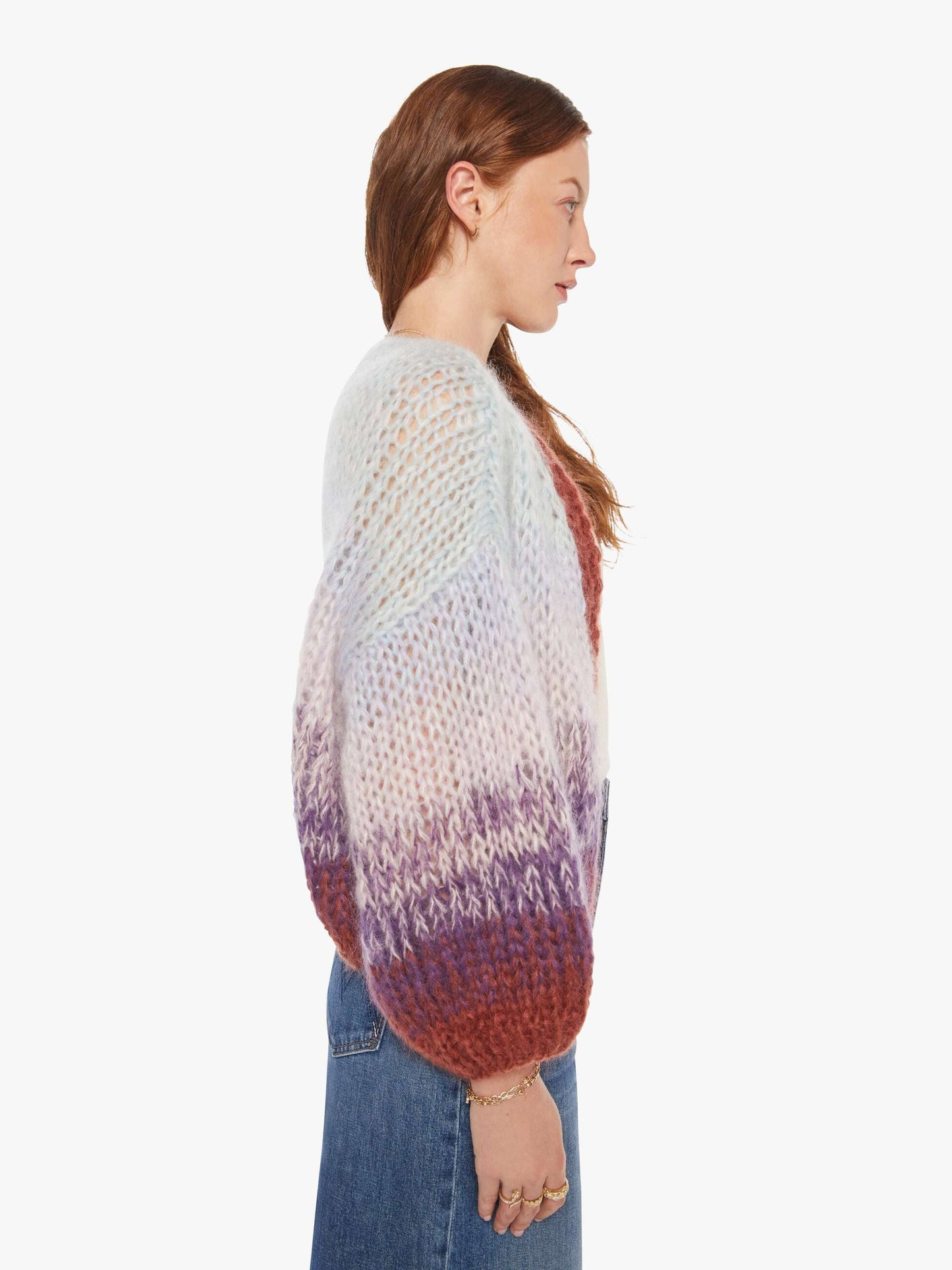 Maiami Mohair Gradient Bomber Cardigan - Purple - Light Blue