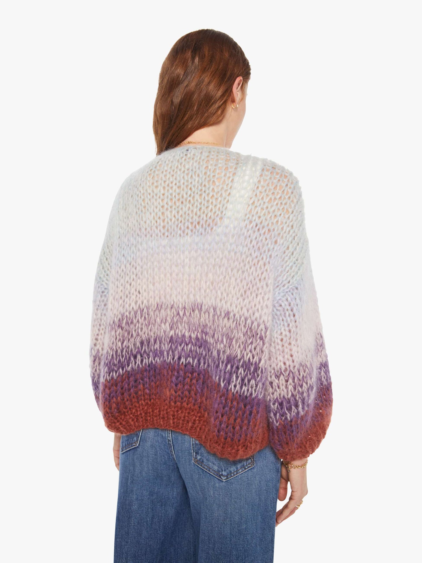 Maiami Mohair Gradient Bomber Cardigan - Purple - Light Blue