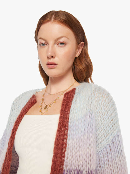 Maiami Mohair Gradient Bomber Cardigan - Purple - Light Blue