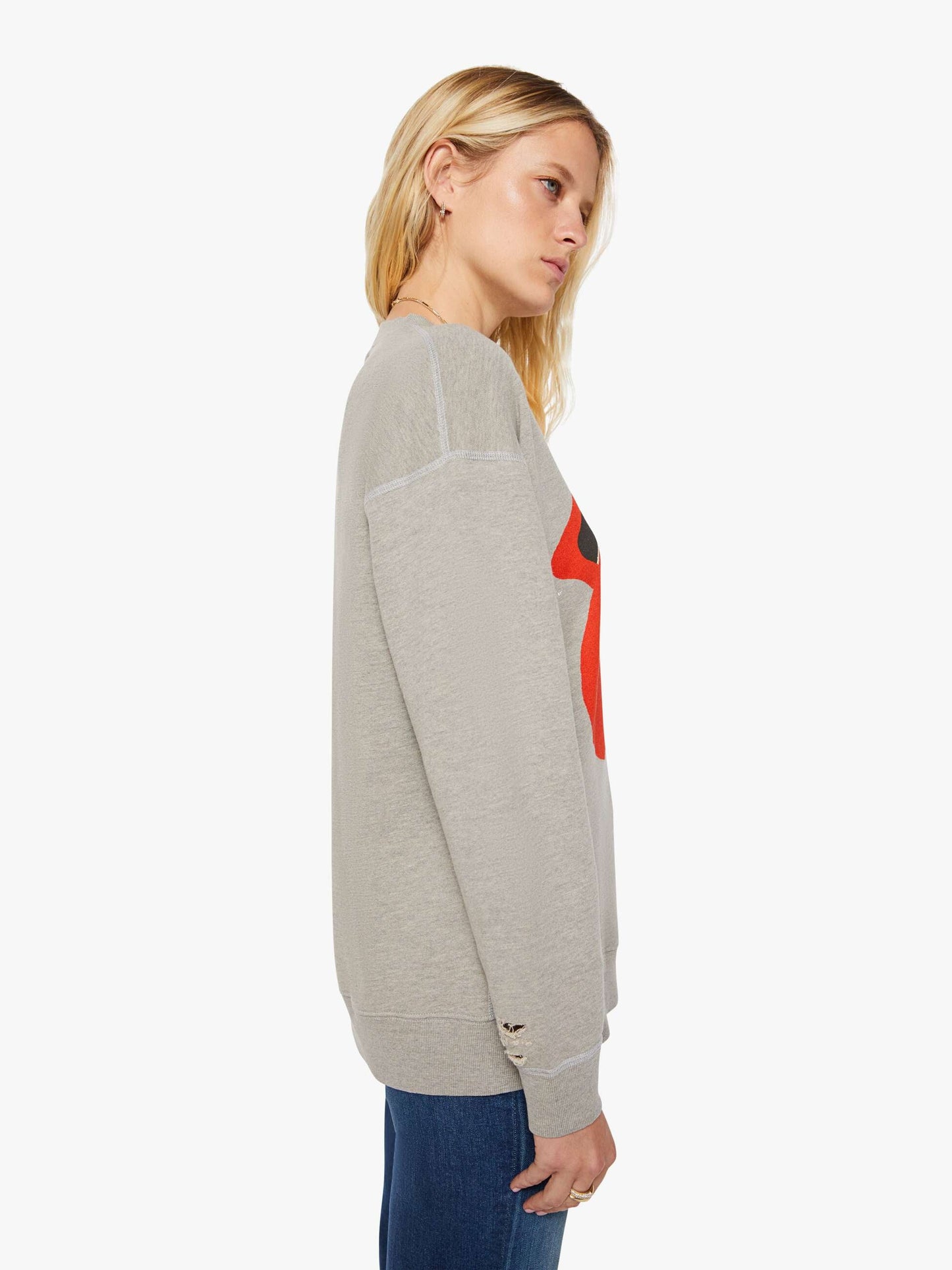 MadeWorn Rolling Stones Destroyed Sweatshirt - Heather Grey