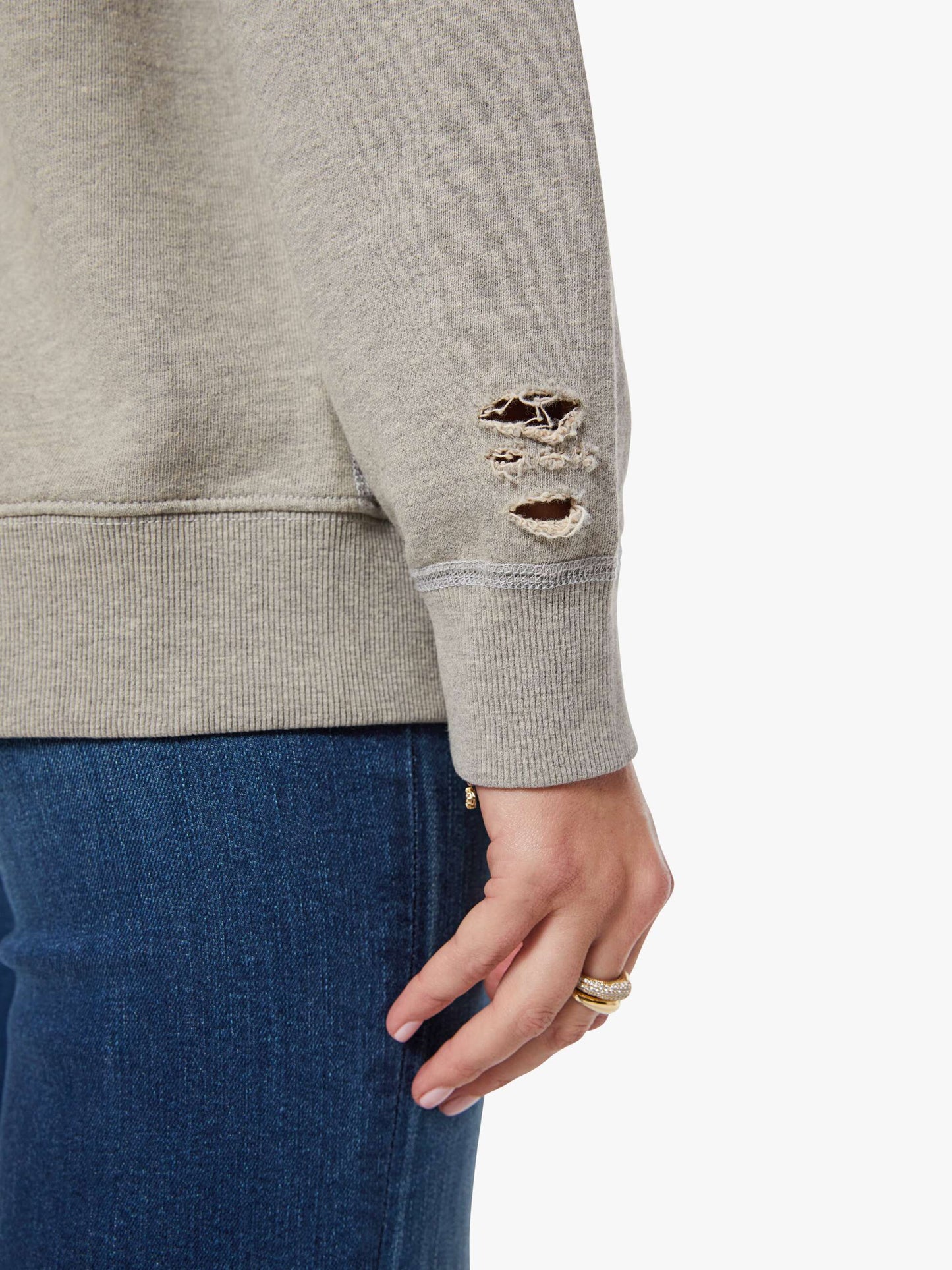 MadeWorn Rolling Stones Destroyed Sweatshirt - Heather Grey