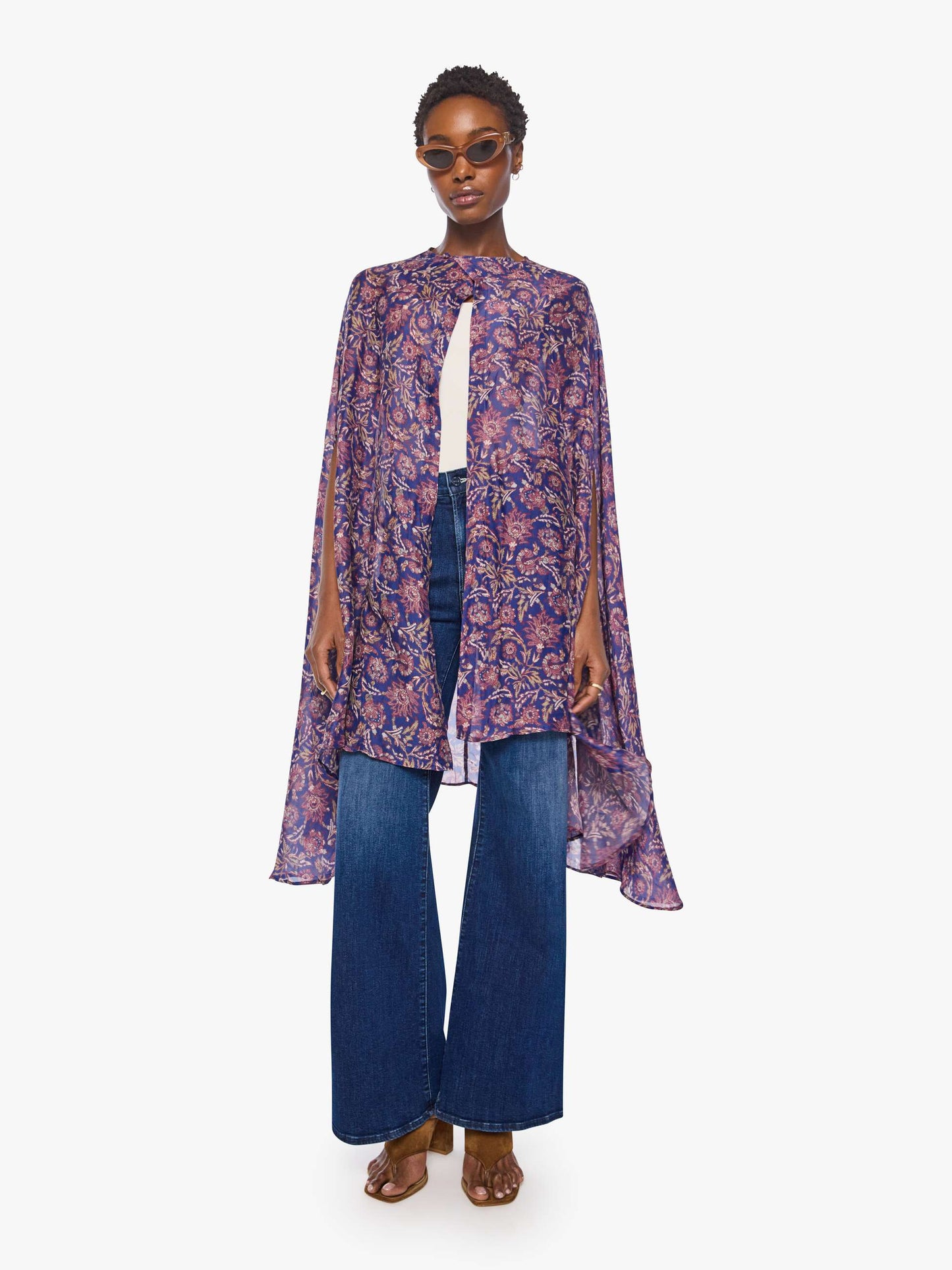 Natalie Martin Karis Long Cape - Artichoke Mariner