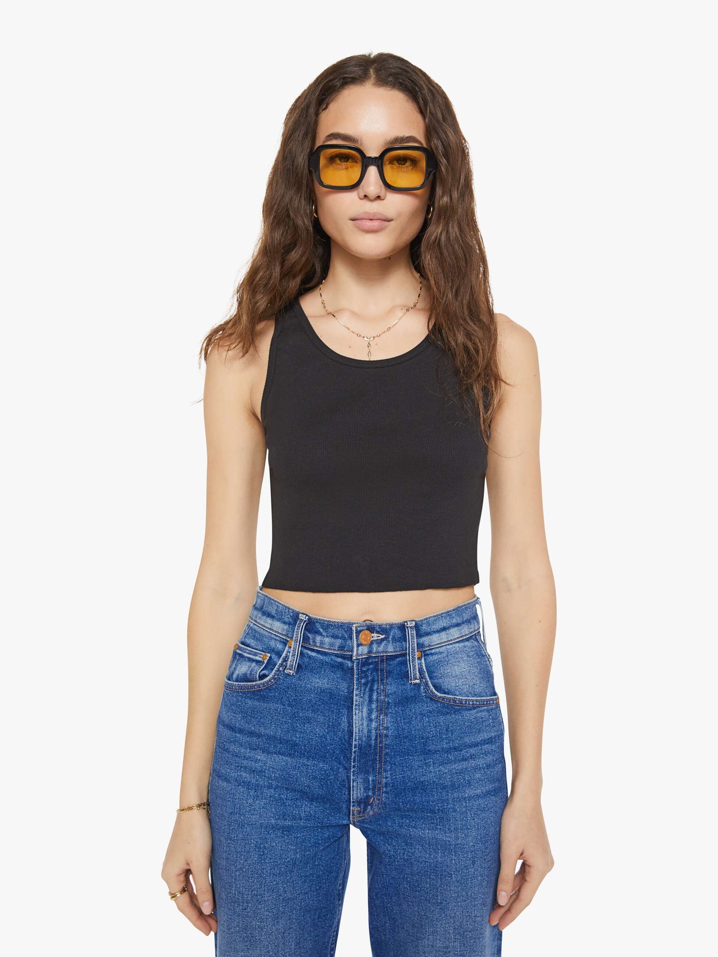 Eterne Cropped Scoop Neck Tank - Black