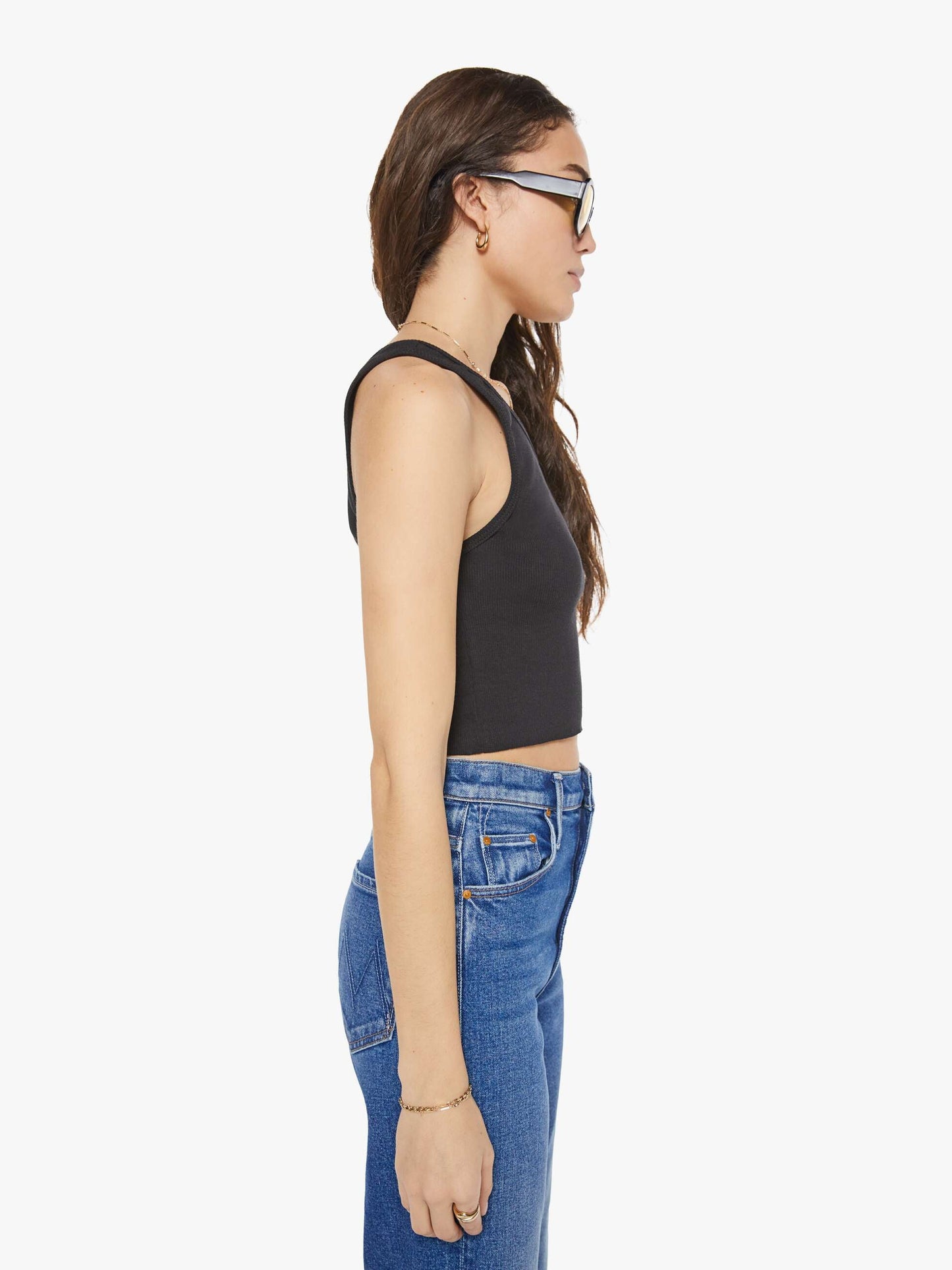 Eterne Cropped Scoop Neck Tank - Black