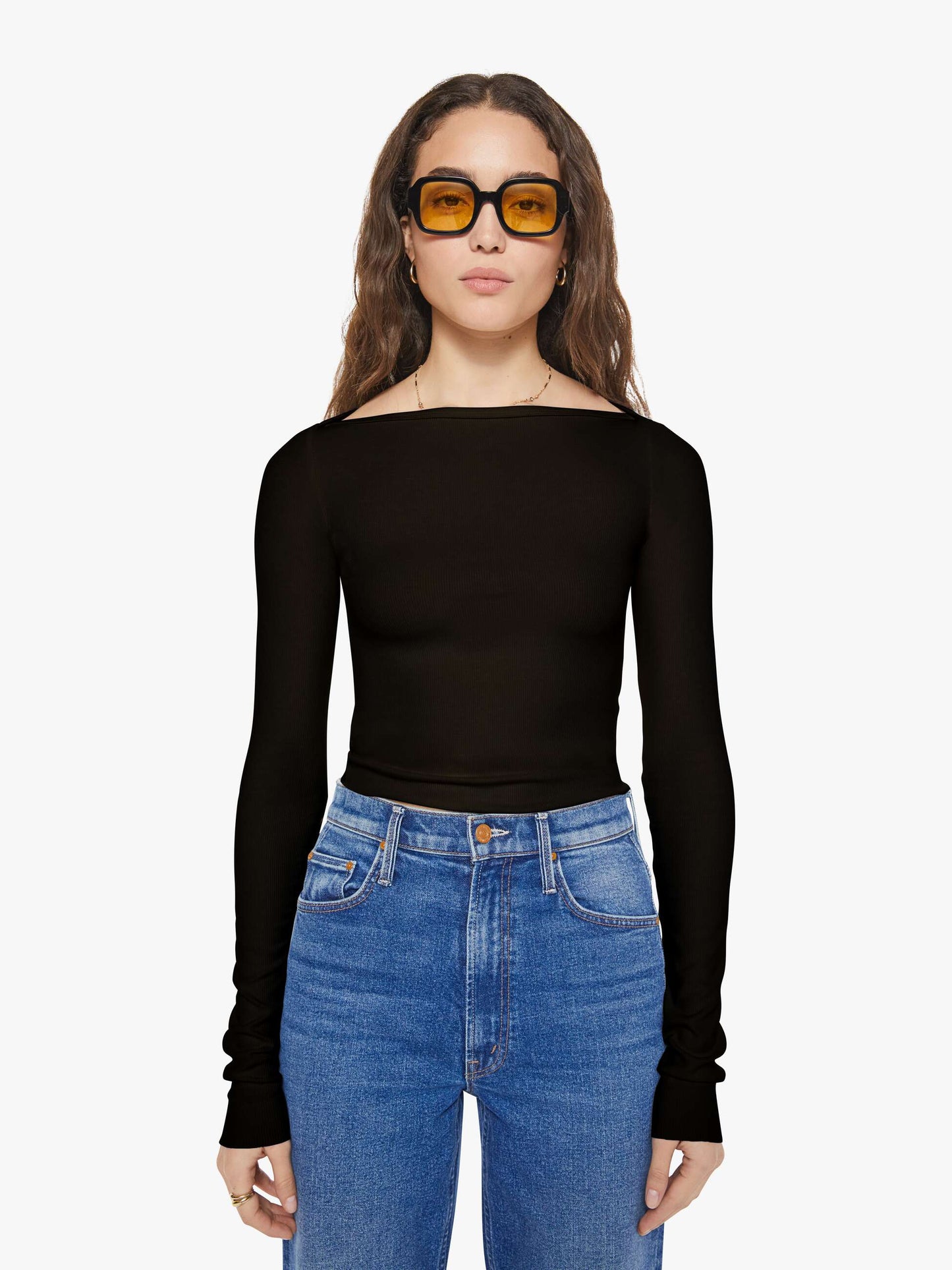 Eterne Long Sleeve Boatneck Top - Black