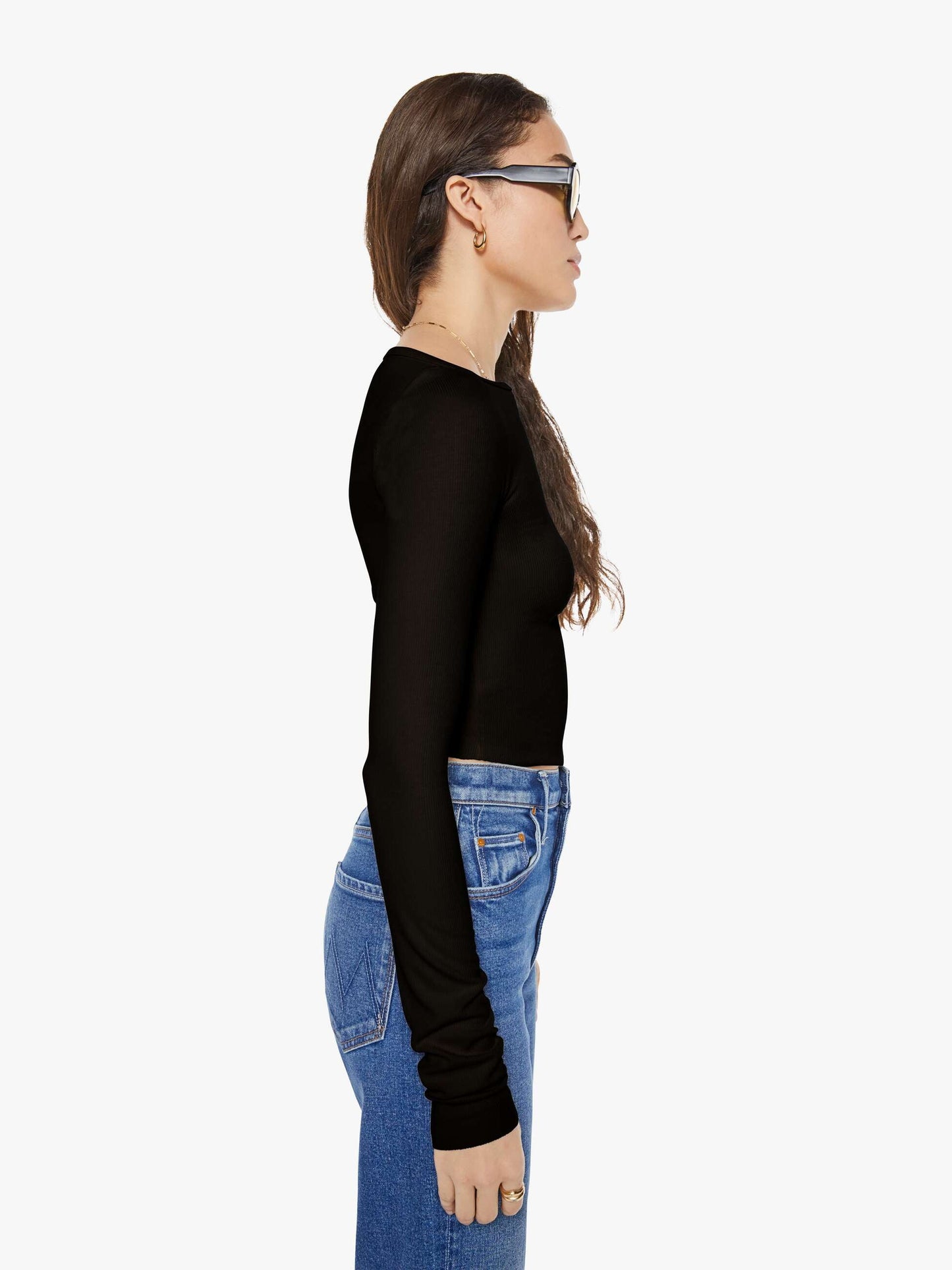 Eterne Long Sleeve Boatneck Top - Black