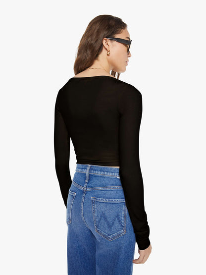 Eterne Long Sleeve Boatneck Top - Black