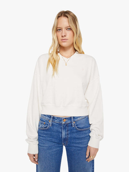 Eterne Cropped V-Neck Sweatshirt - Bone