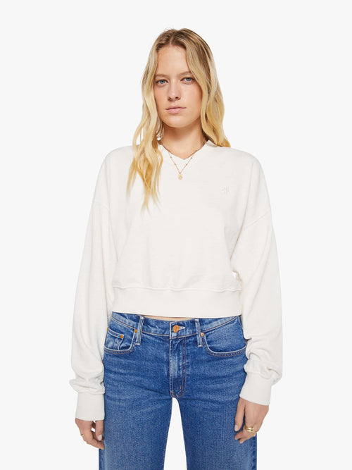 Eterne Cropped V-Neck Sweatshirt - Bone