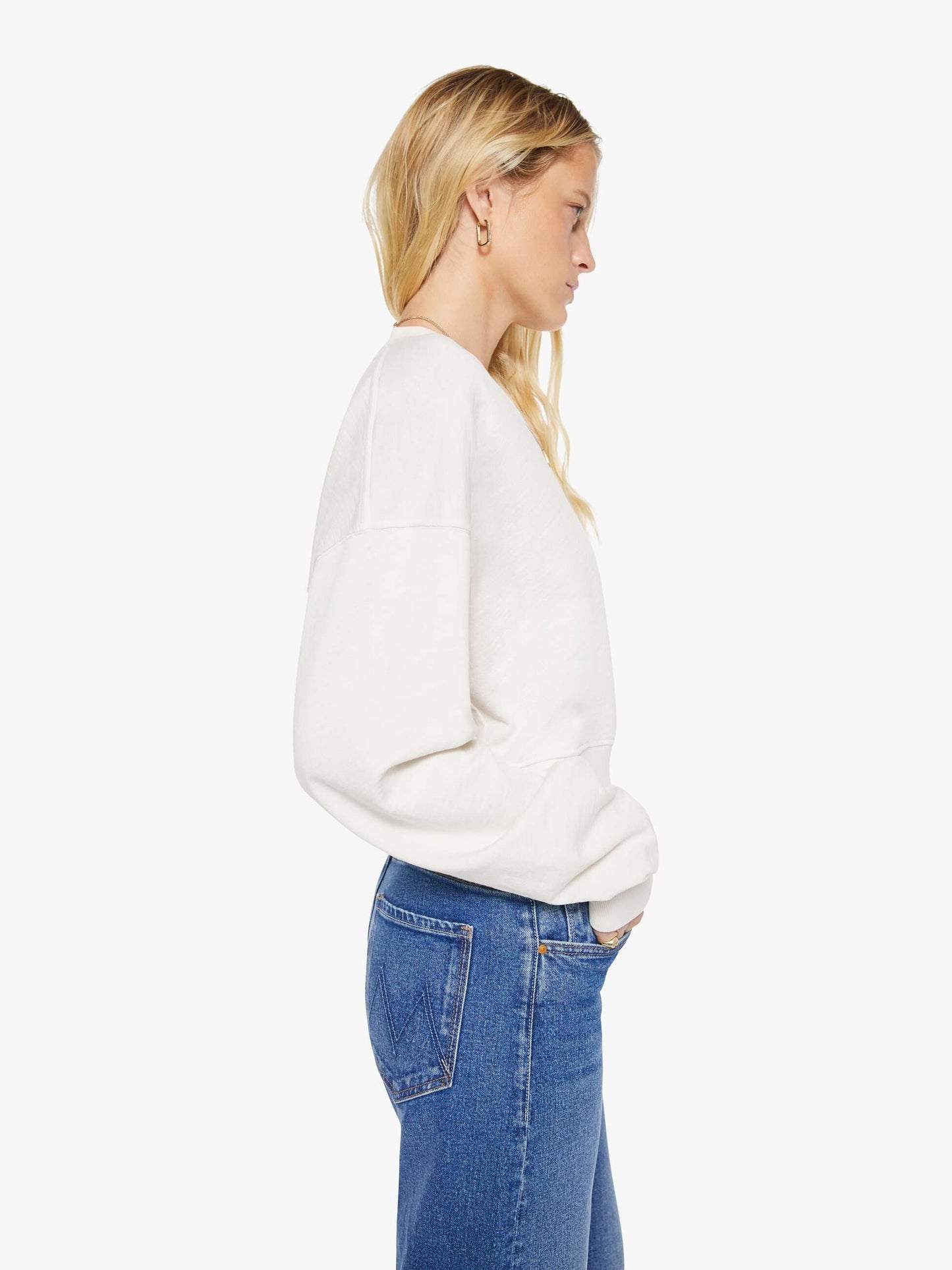 Eterne Cropped V-Neck Sweatshirt - Bone