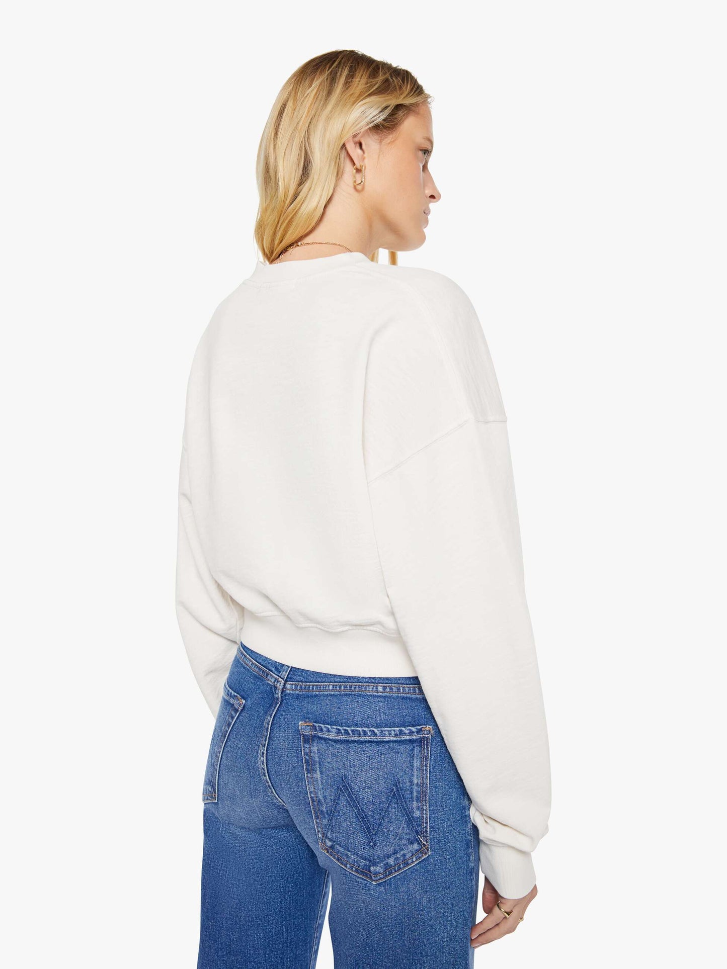 Eterne Cropped V-Neck Sweatshirt - Bone