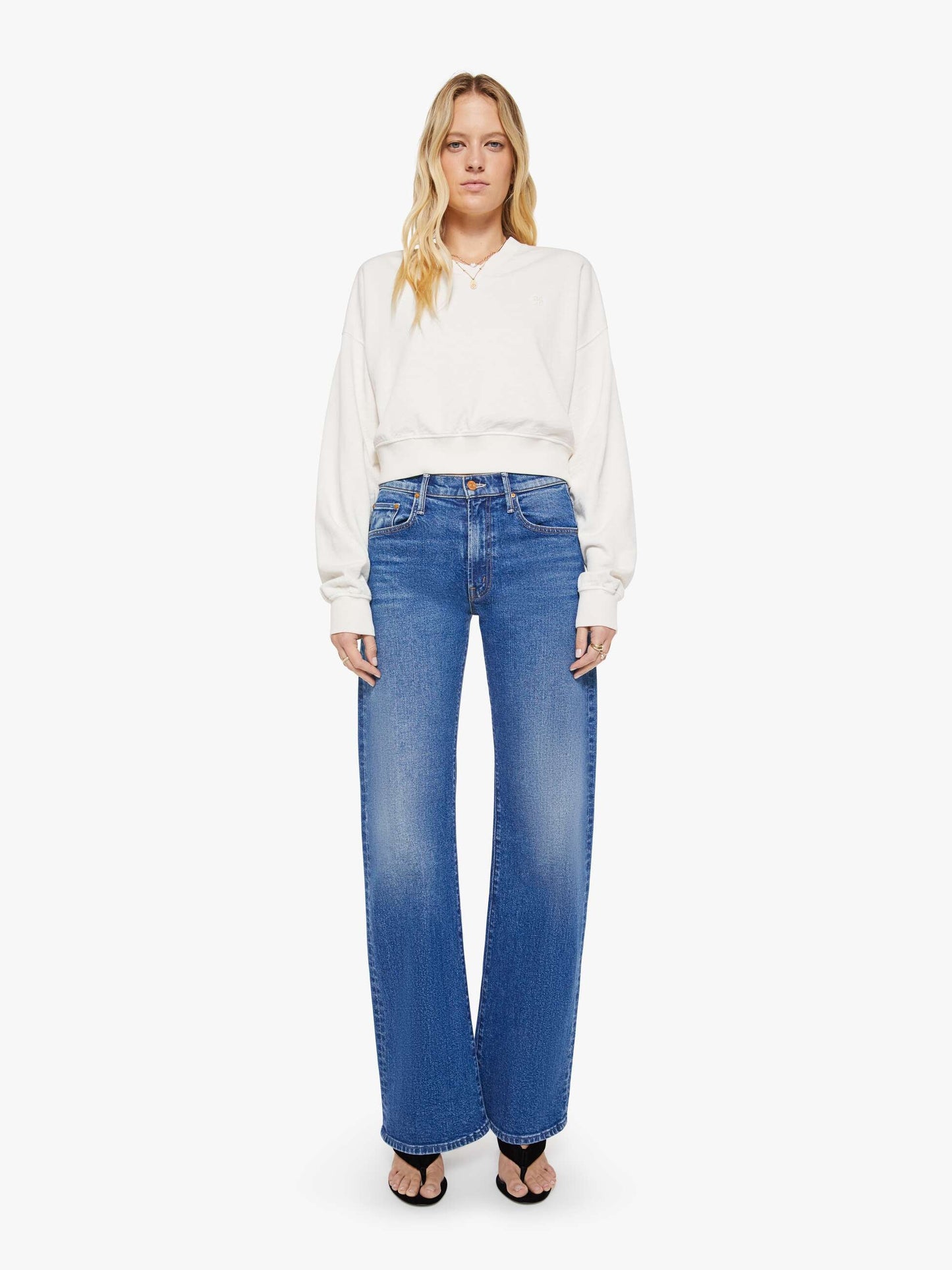 Eterne Cropped V-Neck Sweatshirt - Bone