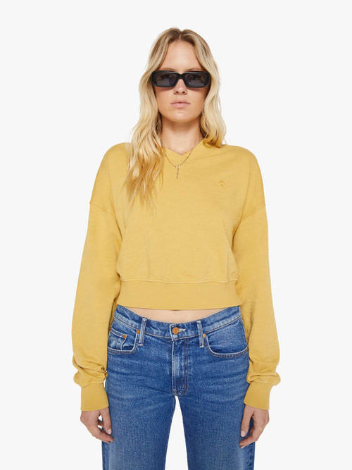 Eterne Cropped V-Neck Sweatshirt - Saffron