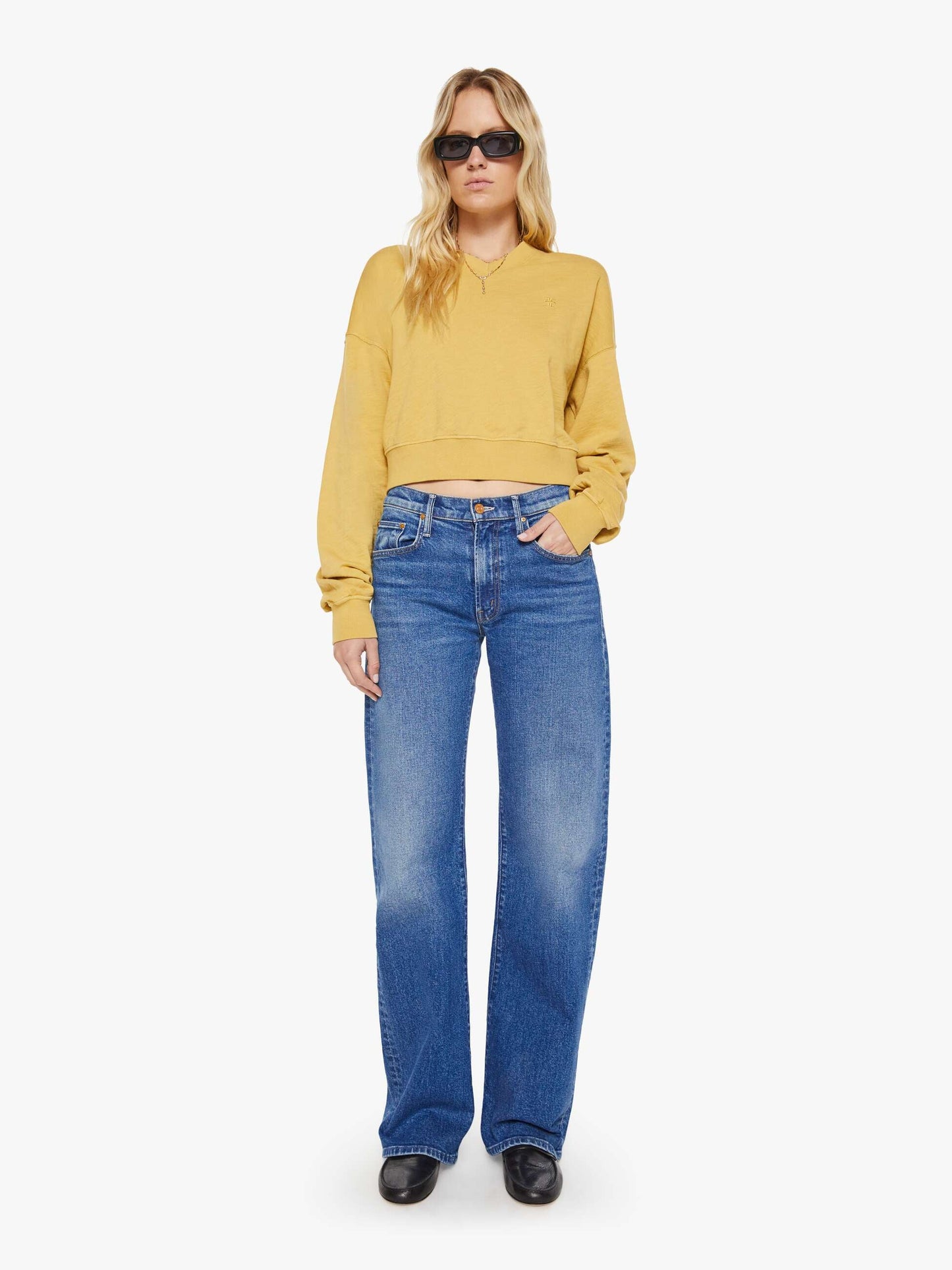 Eterne Cropped V-Neck Sweatshirt - Saffron