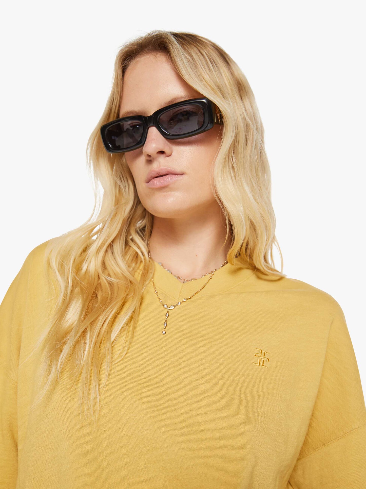 Eterne Cropped V-Neck Sweatshirt - Saffron