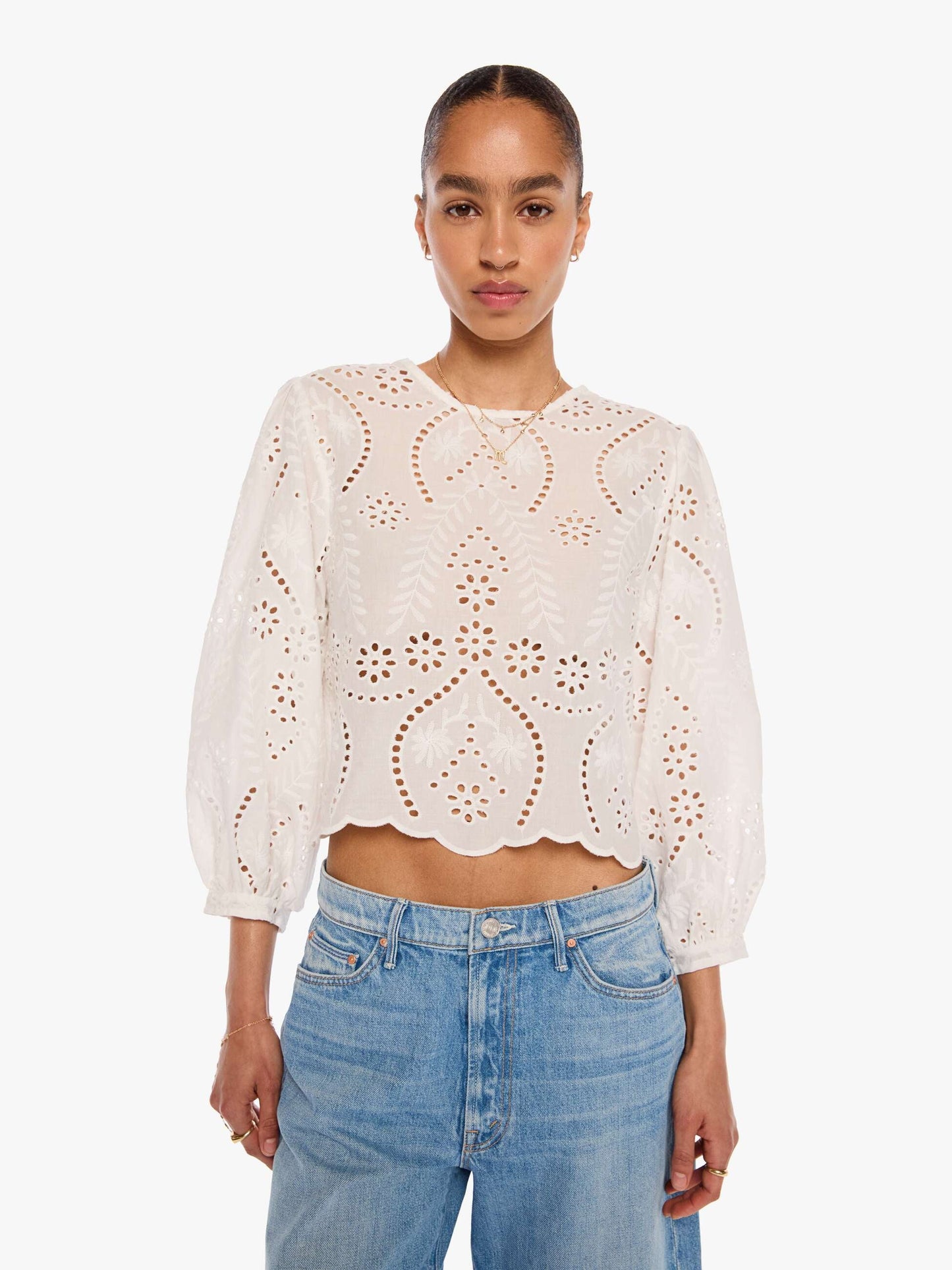 Natalie Martin Lisa Top - Athena Embroidery Salt