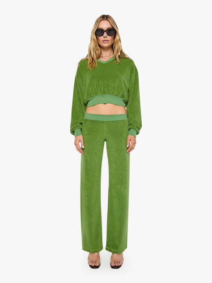 Eterne Cropped V Neck Sweatshirt - Fern