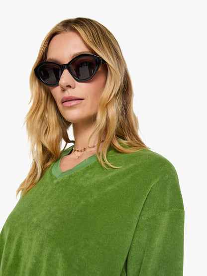 Eterne Cropped V Neck Sweatshirt - Fern