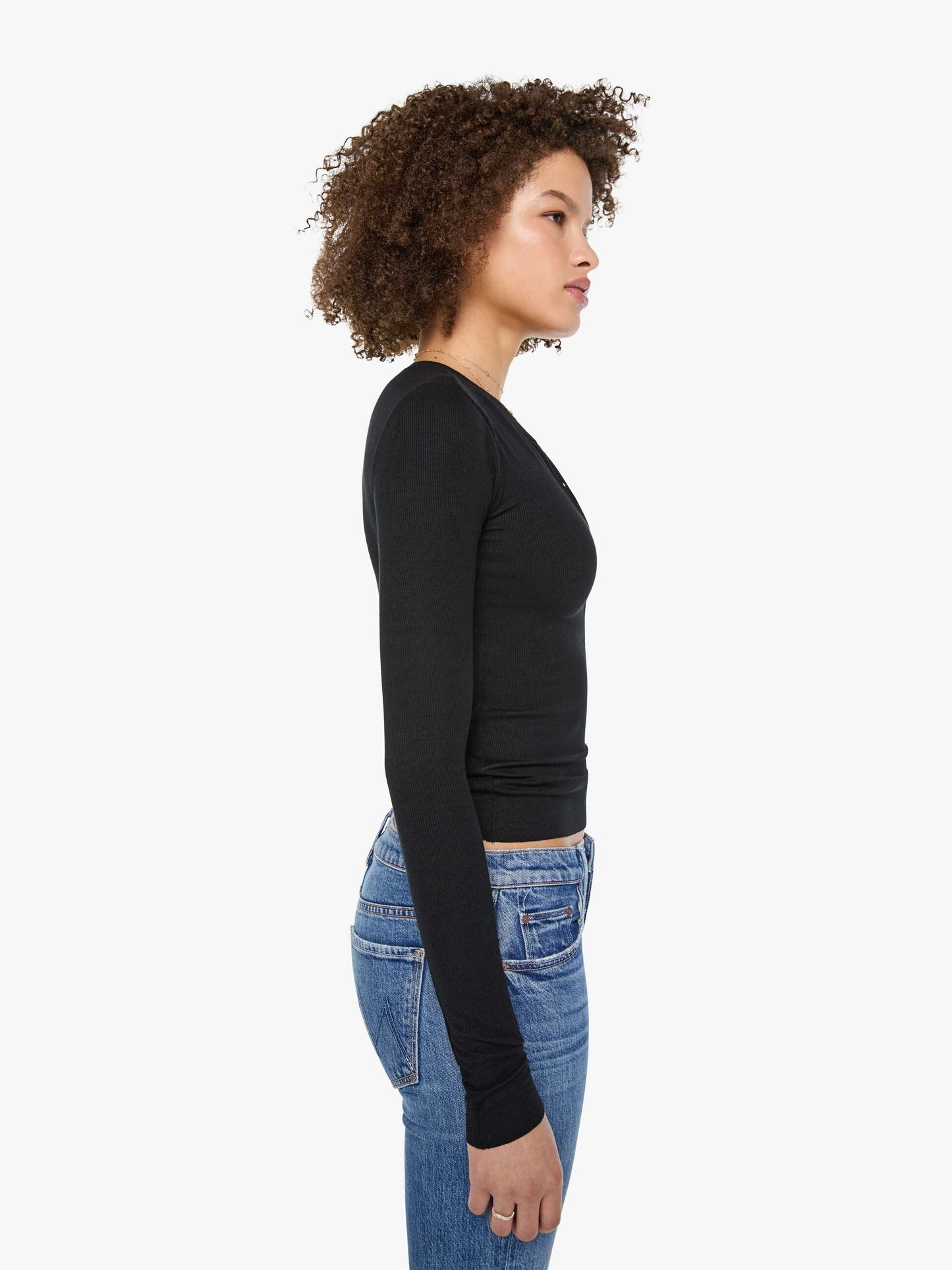 Eterne Long Sleeve Henley Top - Black