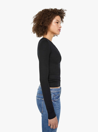 Eterne Long Sleeve Henley Top - Black