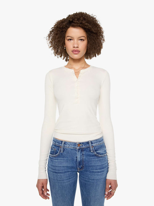 Eterne Long Sleeve Henley Top - Cream