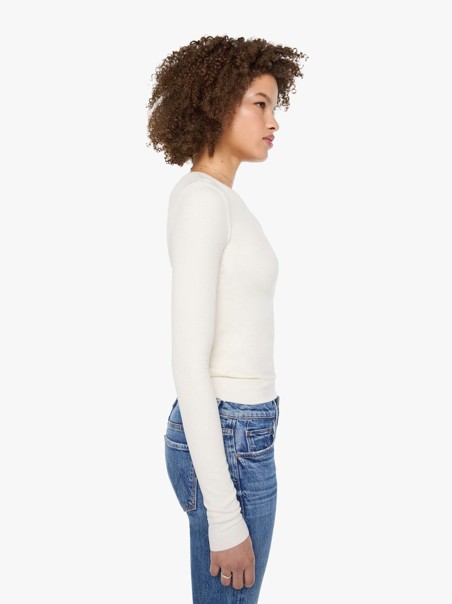 Eterne Long Sleeve Henley Top - Cream