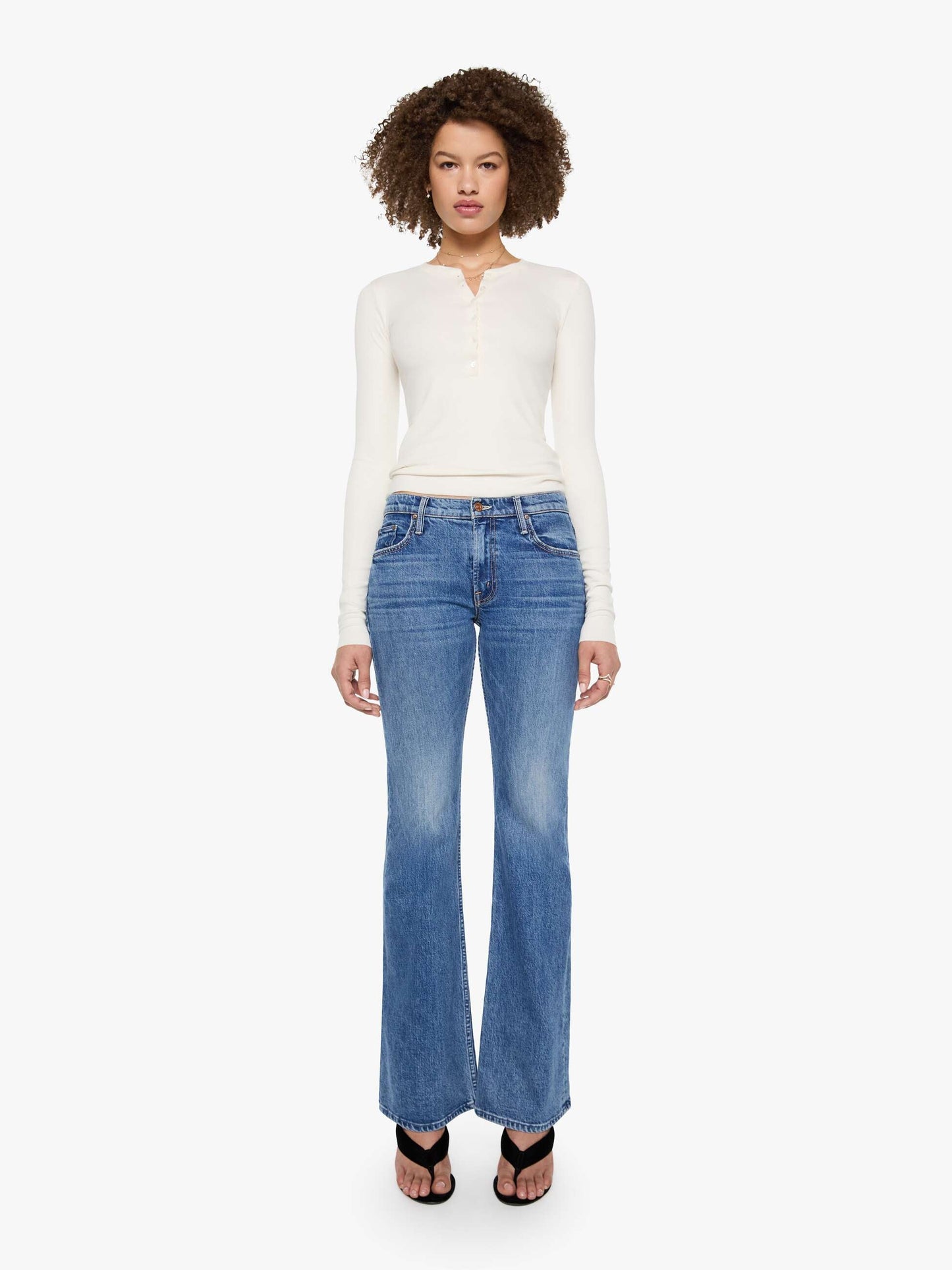 Eterne Long Sleeve Henley Top - Cream