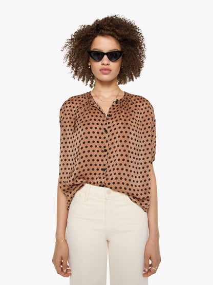 Natalie Martin Violet Top - Grande Polka Dot Black & Tan