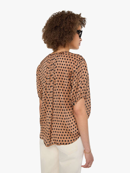 Natalie Martin Violet Top - Grande Polka Dot Black & Tan
