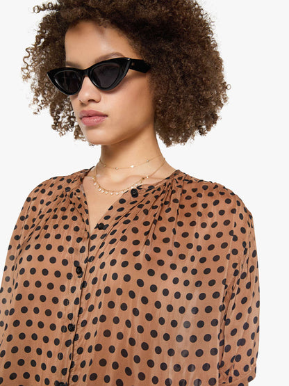 Natalie Martin Violet Top - Grande Polka Dot Black & Tan