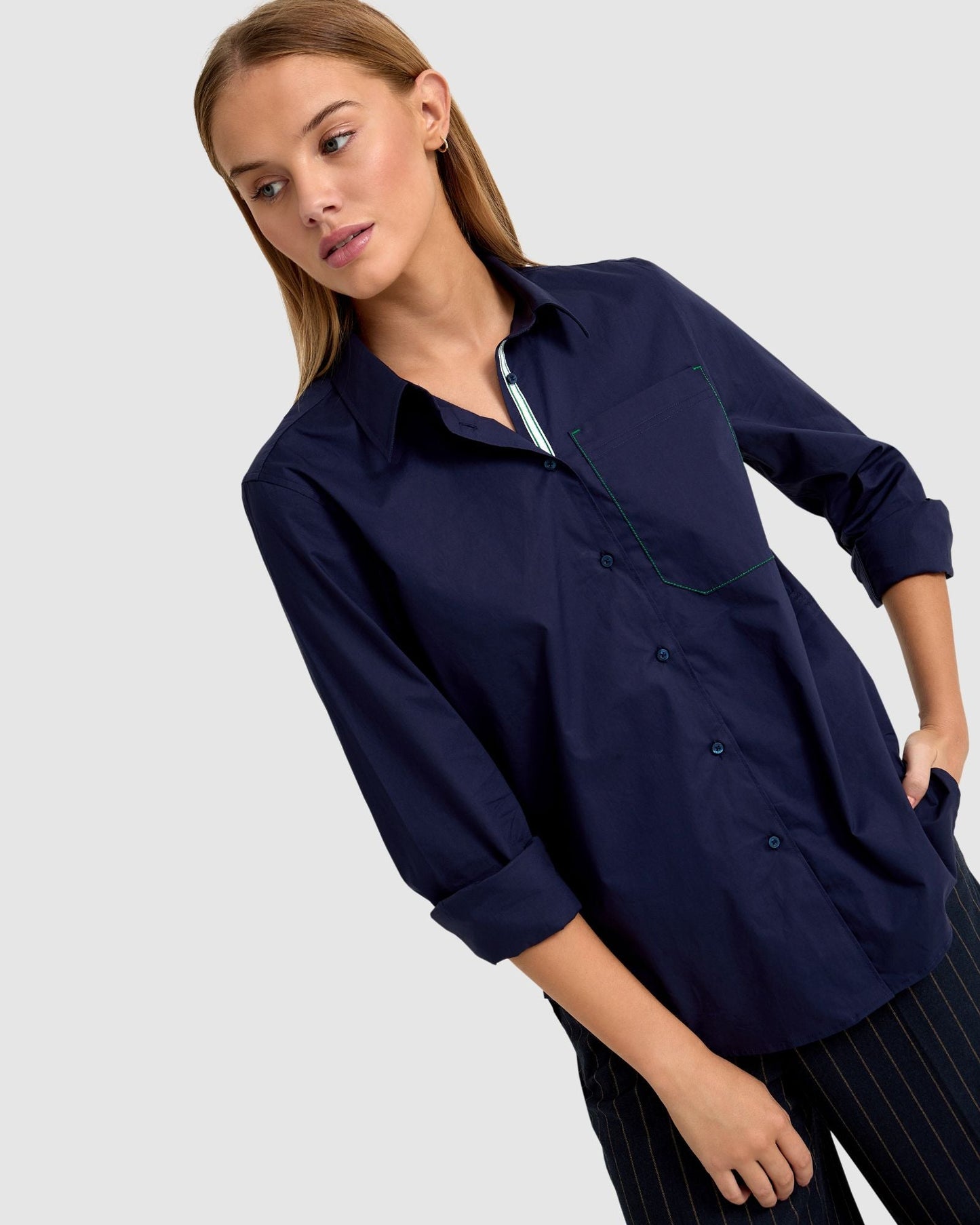 Ariel Tape Trim Cotton Shirt