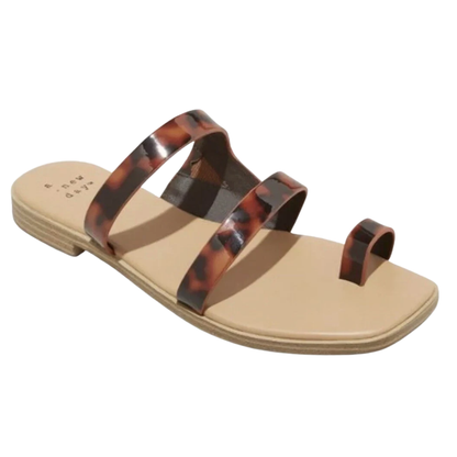A New Day Women's Marilyn Tortoise Print Toe Loop Slide Sandals