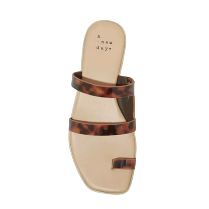 A New Day Women's Marilyn Tortoise Print Toe Loop Slide Sandals