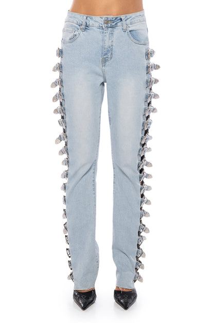 ALL ABOUT BUCKLES WIDE LEG JEANS