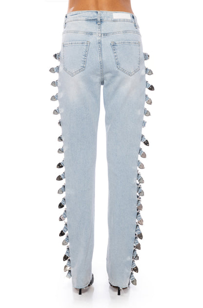 ALL ABOUT BUCKLES WIDE LEG JEANS