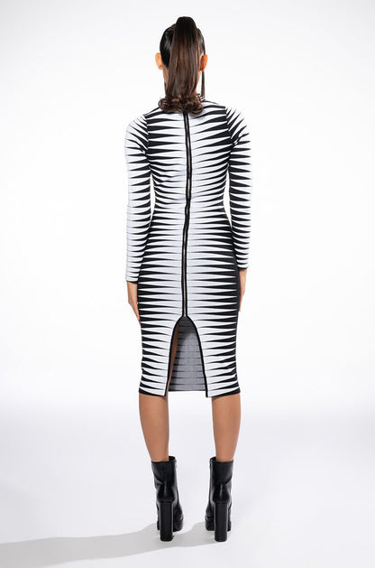 ALL AN ILLUSION LONG SLEEVE MIDI DRESS