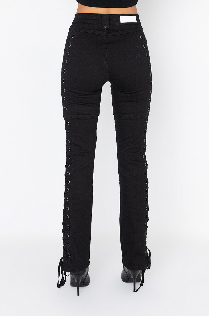 ALL AROUND ME LACE UP STRAIGHT JEANS